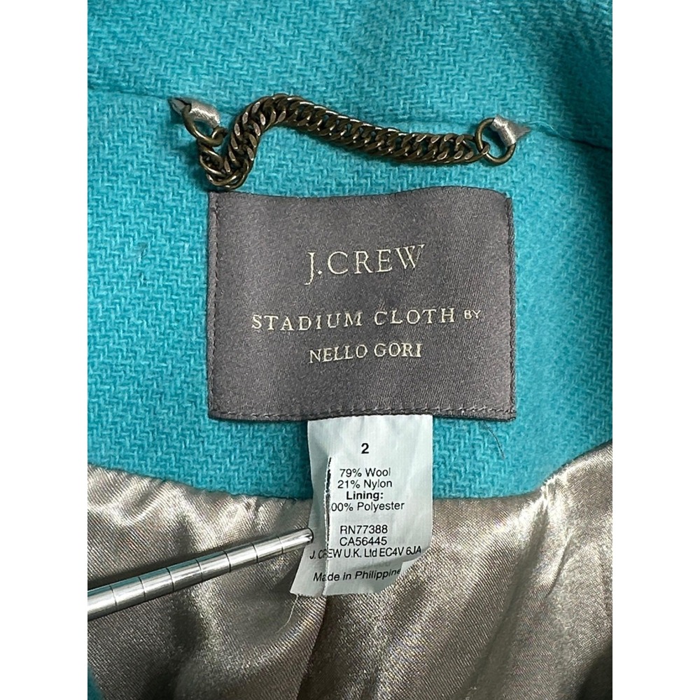 J Crew Coat Womens 2 Blue Stadium Cloth Nello Gori Peacoat Academia Italian Wool - Picture 8 of 16